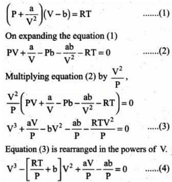 Derive the values of critical constants from the Van der Waals ...