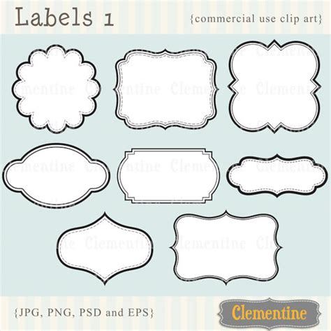 Printable Labels Clip Art Images, Scrapbook Clip Art, Royalty-free, Layered in PSD Ca109 Instant ...