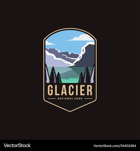 Glacier national park emblem patch logo Royalty Free Vector