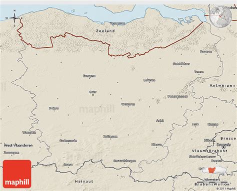 Shaded Relief 3D Map of Oost-Vlaanderen