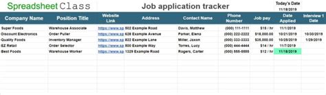 Job application tracker template for Google Sheets