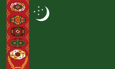 National Flag of Turkmenistan with official colors 17556090 Vector Art ...