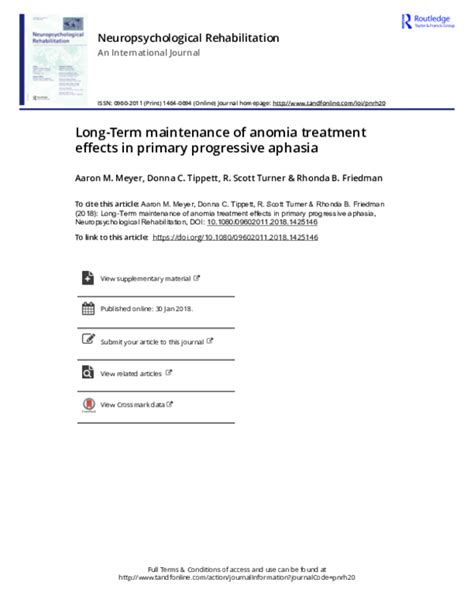 (PDF) Long-Term maintenance of anomia treatment effects in primary progressive aphasia | Aaron ...