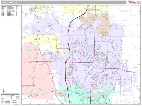 Springdale Arkansas Wall Map (Premium Style) by MarketMAPS - MapSales.com