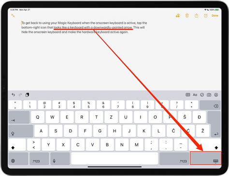 Switching between iPad hardware keyboard and iOS onscreen keyboard