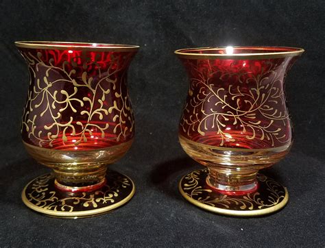 Ruby and clear glass goblets or vases - italian? Help with origin. | Antiques Board