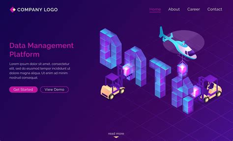 DMP, Data management platform isometric landing 16962688 Vector Art at Vecteezy