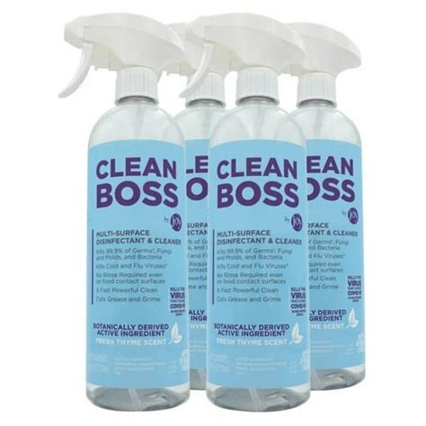 Clean Boss Spray Multi-Surface Disinfectant & Cleaner 24 oz. (Set of 4) Bulk Buy Made in USA ...