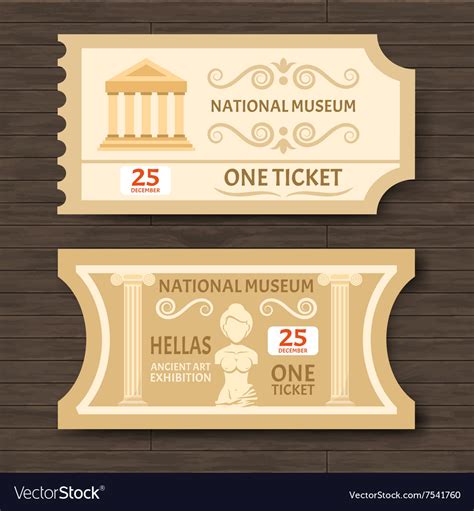 Two Vintage Museum Tickets Royalty Free Vector Image