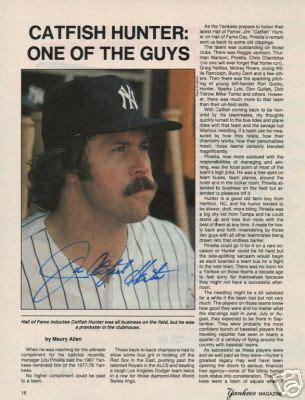 Catfish Hunter Yankees signed full color 8"x10" magazine page! - Steeno ...