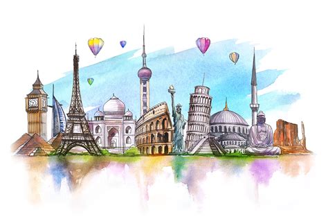 Printable World Monuments Illustration Download Wonders of | Etsy India ...