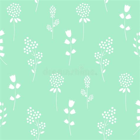 Floral Pattern on Mint Green Background. Stock Vector - Illustration of ...