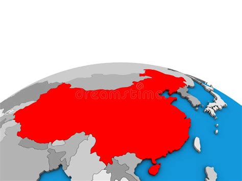 Map of China on 3D globe stock illustration. Illustration of render ...