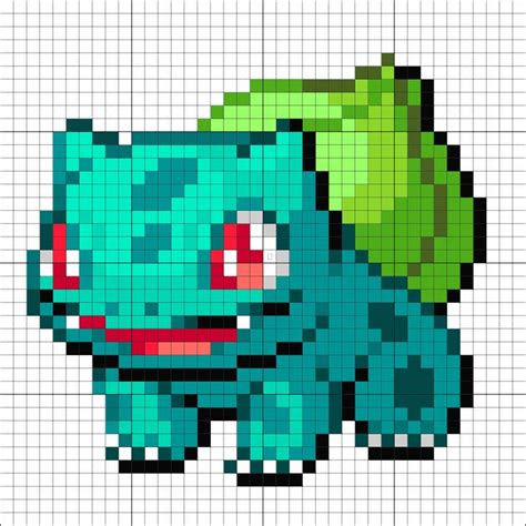 #1 Bulbasaur | Punto de cruz de pokemon, Dibujos en cuadricula, Bordados en punto cruz