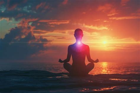 Premium Photo | Woman practicing yoga and meditation on beach at sunset