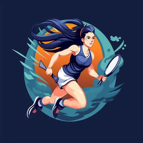 Premium Vector | Anime badminton player in action flat logo