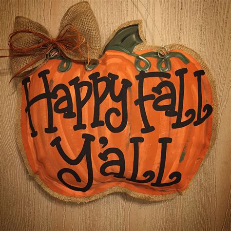 Happy Fall Y'all Pumpkin Fall decor Pumpkin Door Hanger