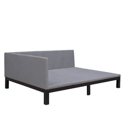 Full Size Linen-Gray Upholstered Daybed/Sofa Bed Frame for Small Bedroom City Aprtment Dorm ...