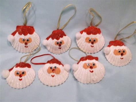 Items similar to Set of two Seashell Santa Christmas Ornaments on Etsy