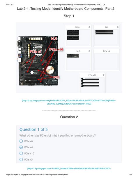 SOLUTION: Lab 2 4 testing mode identify motherboard components part 2 ...