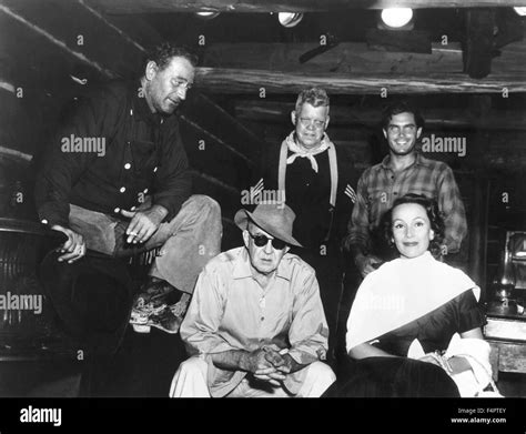 On the set, John Wayne, Jack Pennick, Jeffrey Hunter, John Ford and Dolores Del Rio / The ...