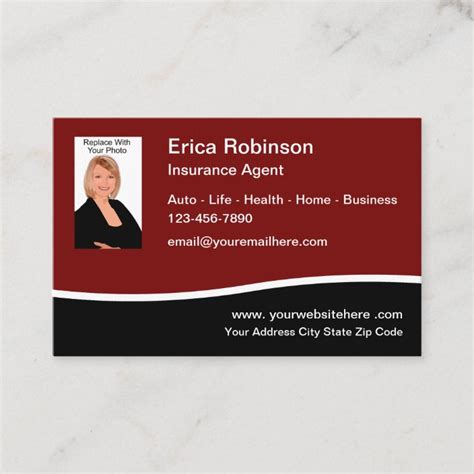 Insurance Agent Photo Template Business Card | Zazzle.com