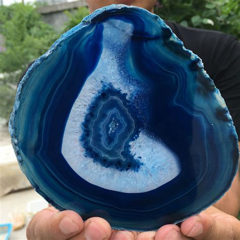 Natural Blue Agate Geode Druzy Slice - Artifacts World