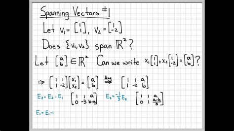 Linear Algebra Example Problems - Spanning Vectors #1 - YouTube