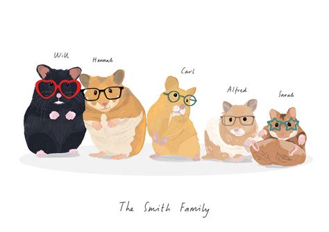 Personalised Hamster Family Print By Hanna Melin