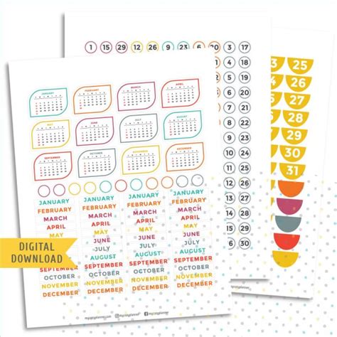 Calendar Stickers 2021. Printable Planner Stickers. - MY COZY PLANNER