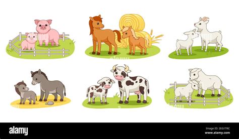 Set with domestic animals and their babies Stock Vector Image & Art - Alamy