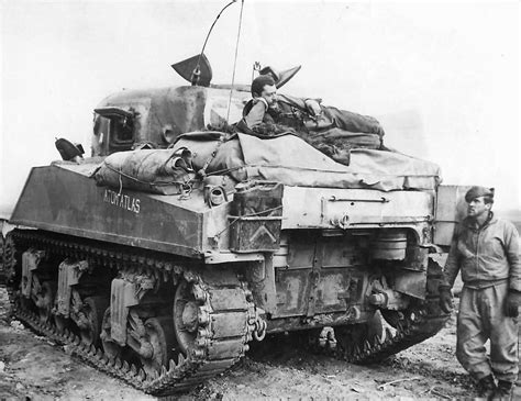 Tank Crew Atop M4 Sherman Tank named “Atom Atlas” near Cisterna 1944 ...