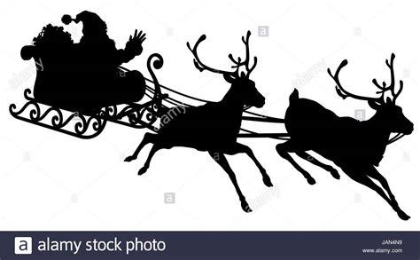 Santa Sleigh Silhouette illustration of Santa Claus in his sleigh Stock ...