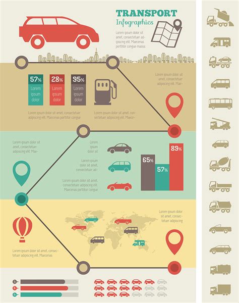 Transportation Flat Infographics Templates on Behance