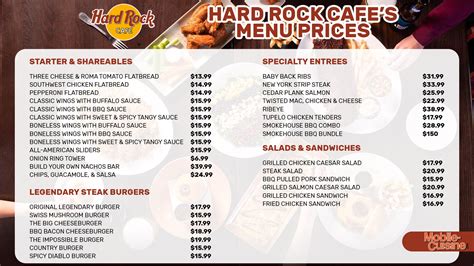 Hard Rock Cafe Menu Prices + Latest Discounts (2024)