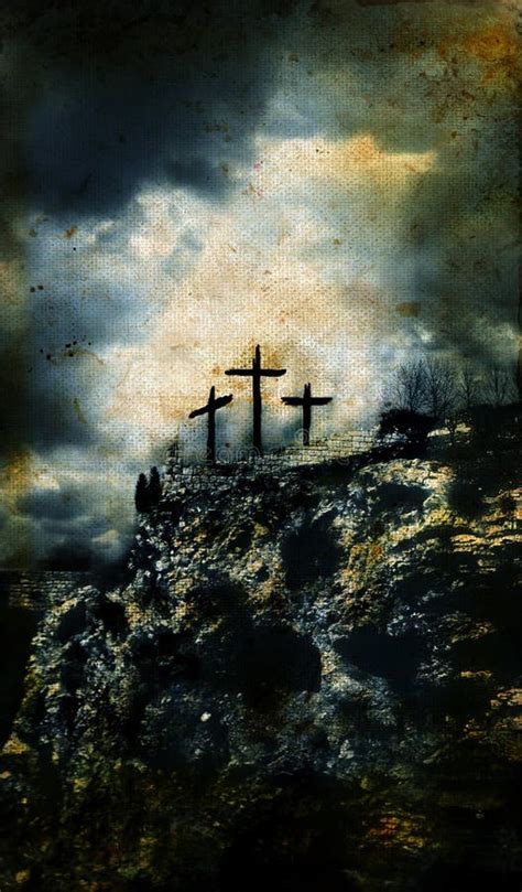 Three Crosses On Golgotha Grunge Background Royalty Free Stock ...