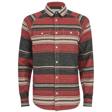 Carhartt Men's LS Poncho Shirt Jacquard Flannel - Red Mens Clothing | TheHut.com