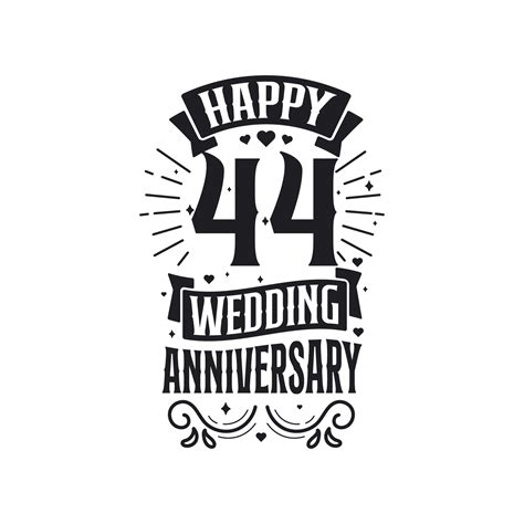 44 years anniversary celebration typography design. Happy 44th wedding ...