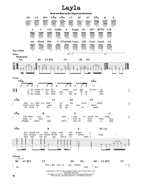 Layla by Eric Clapton - Guitar Lead Sheet - Guitar Instructor