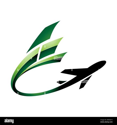 Illustration of Airplane with a Long Glossy Green Tail isolated on a ...