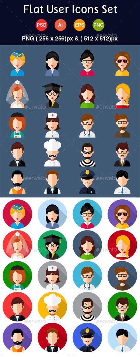 Flat User Icons Set #characters | Icon set, Icon, Teachers illustration