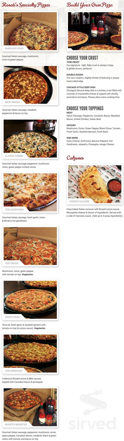 Rosati's Pizza menu in Sandwich, Illinois, USA