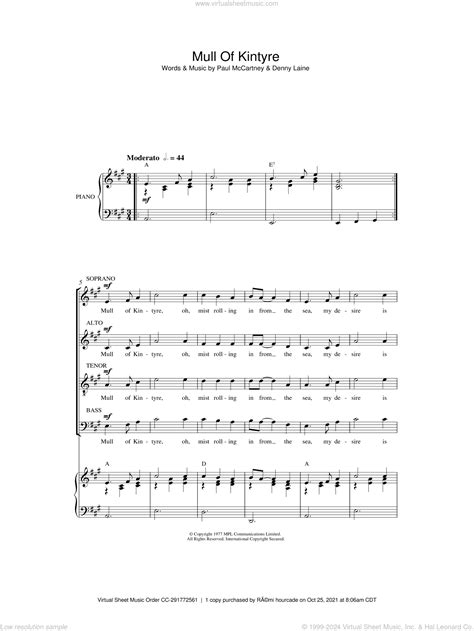 McCartney - Mull Of Kintyre sheet music for choir [PDF]