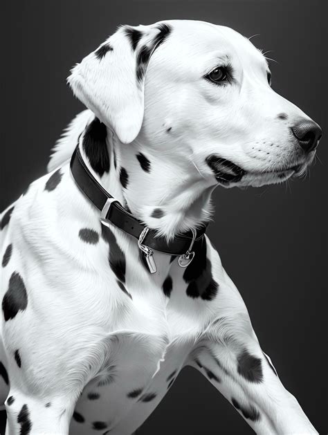 Happy Dalmatian Dog Black and White Monochrome Photo in Studio Lighting ...