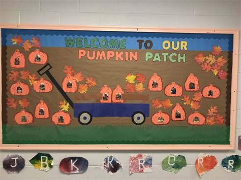 Fall Pumpkin Patch with Pumpkins, Childs Faces, and Wagon | October bulletin boards, Halloween ...