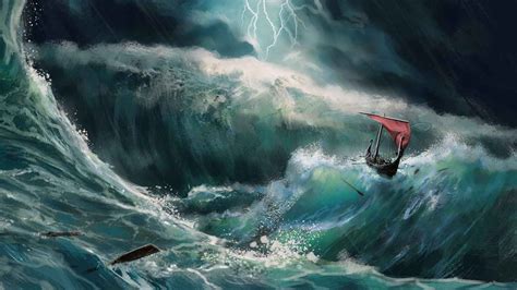 Sea storm | Digital painting, Sea storm, Illustration