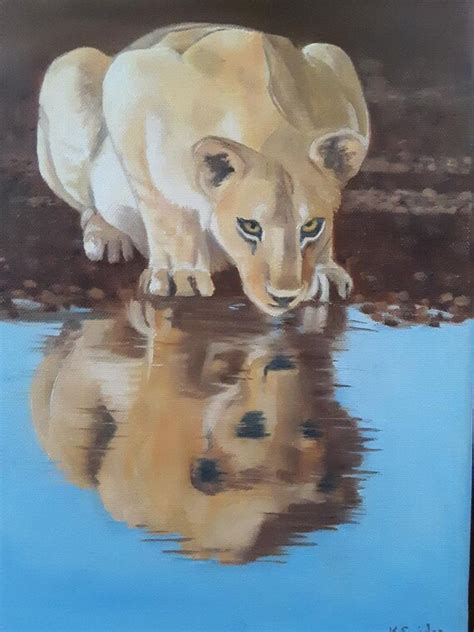 Original Female Lion Painting on 9X12 Inch Stretched Canvas. | Etsy