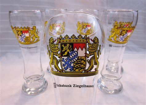 Vintage Set of 6 German Pilsner Glasses Volksbank Ziegelhausen 0.5 ...