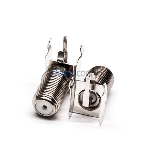 Coaxial Connector F Type Right Angle Jack Female Pin Panel Mount Through Hole 75 Ohm