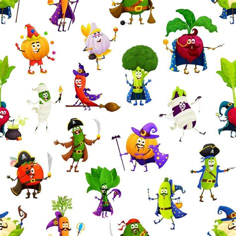 Cartoon vegetable characters seamless pattern 33296902 Vector Art at ...